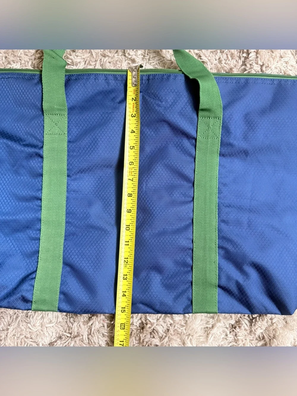 Nautica Blue and Green Trim XL Wide Tote Bag with Zipper